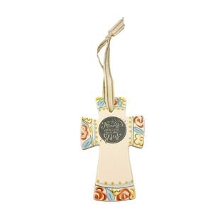 Glory Haus Laura Kirkland Ceramic FAITH Wall Cross Multicolored Floral 4X6 #55B5
